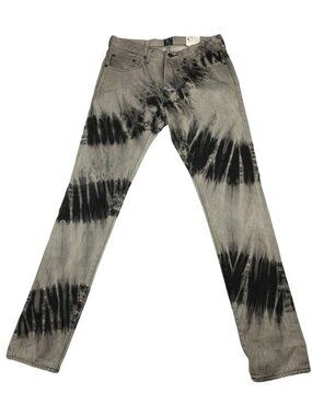 NEW PRPS Men’s Le Sabre Slim Tapered Fit Low Rise Jeans Gray/Black Tie Dye 32x34